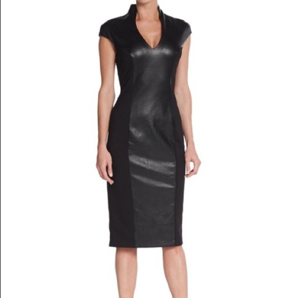 NWT Alexia Admor Faux Leather Sleek Sheath Dress
